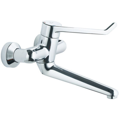 Rubinetto di sicurezza a parete per lavabo CERAPLUS monocomando 280mm 180mm leva n. Connessioni bloccabili