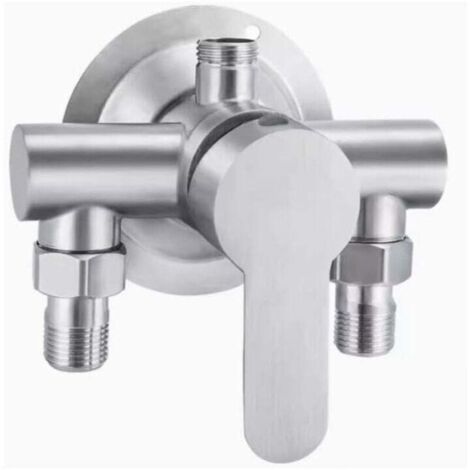 Rubinetto doccia in acciaio inox con filettatura G1/2, miscelatore acqua calda e fredda 304, maniglia metallica a parete.