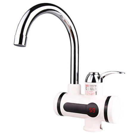 Rubinetto elettrico 220V con scaldabagno istantaneo, 3000W, display LED della temperatura, scaldabagno per cucina, bagno, acqua istantanea (basso, grande) [Classe energetica A]