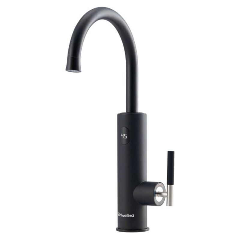 Image of Rubinetto elettrico con scaldabagno istantaneo, display della temperatura a led, rubinetto da cucina girevole a 360°, rubinetto per lavello nero,