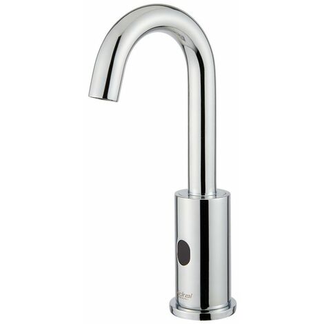 Rubinetto elettronico lavabo fotocellula,alimentazione a batteria con premiscelatore termostatico Serie CURVE Idral 02503/1PT Cromato - Ottone