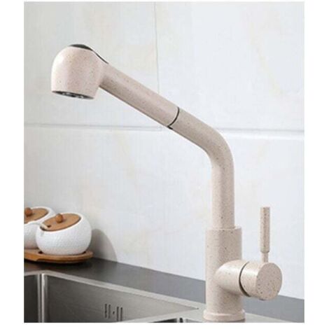 Rubinetto estraibile in acciaio inossidabile, rubinetto per lavello con tubo telescopico (grigio maculato),