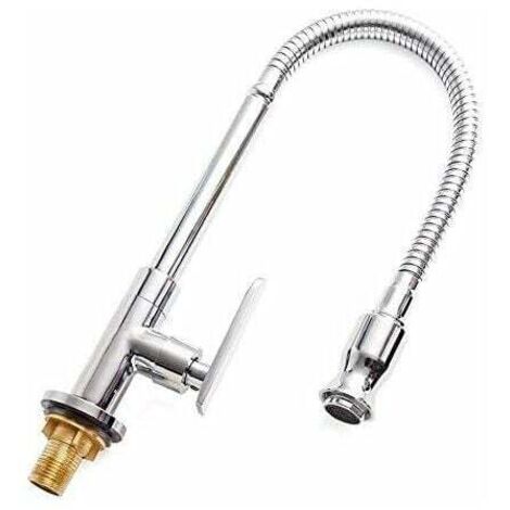 Rubinetto flessibile per lavello da cucina a leva singola, rubinetto per lavabo con acqua fredda monotubo, rubinetto per lavabo, montaggio su piano, finitura cromata
