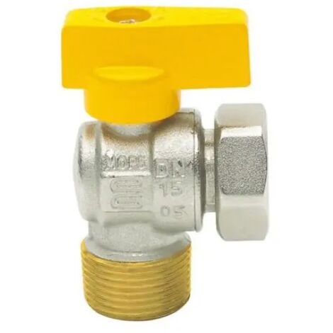 Rubinetto gas in ottone a squadro con farfalla maschio dado girevole 1/2" x 1/2" ENOLGAS