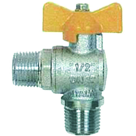 Rubinetto gas in ottone a squadro con farfalla maschio maschio 1/2" ITAP