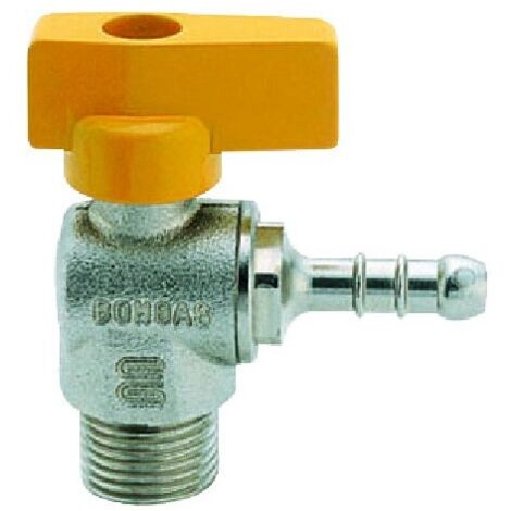 Rubinetto gas in ottone a squadro con farfalla per gpl maschio portagomma 1/2x9 ENOLGAS