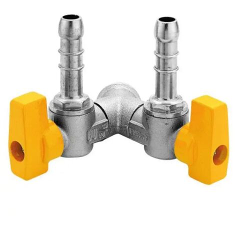 Rubinetto gas in ottone a squadro con farfalla per metano a due vie 1/2x14 ENOLGAS