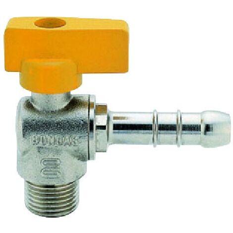 Rubinetto gas in ottone a squadro con farfalla per metano maschio portagomma 1/2x14 ENOLGAS