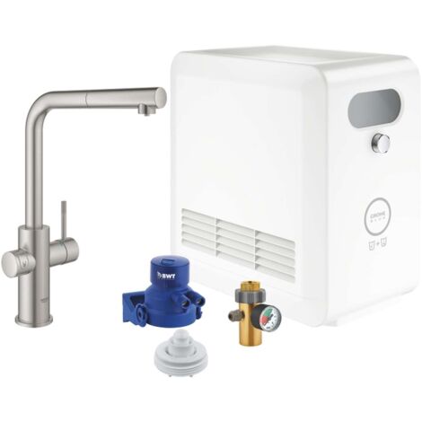 Rubinetto Grohe Blue Professional Starter Kit Cromo Satinato Bocca L e Doccetta Estraibile 31326DC2 Cromo Satinato