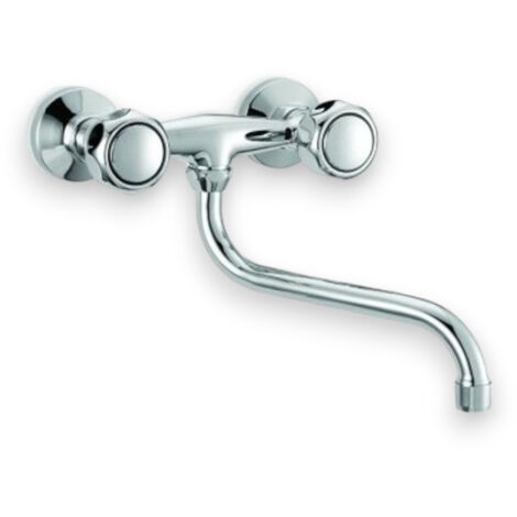 Rubinetto gruppo lavello a muro bagno in ottone cromato