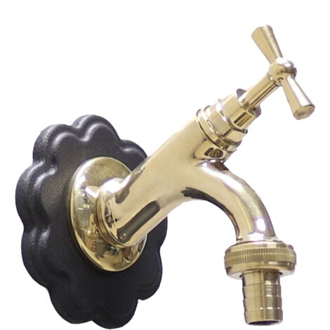 Rubinetto in ottone modello 303 completo di rosone margherita per casa fontana vasca lavello finitura ottone a scelta : lucido