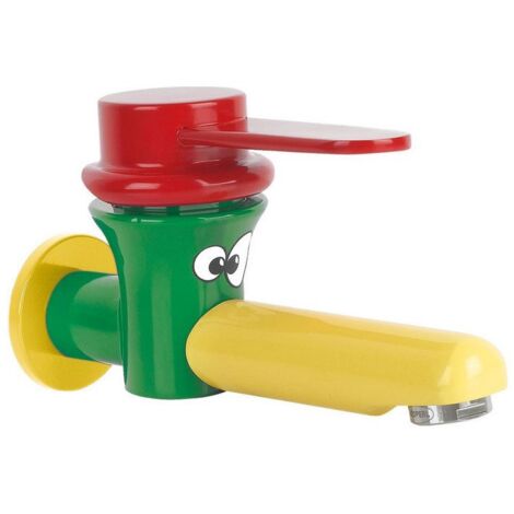 Rubinetto lavabo a parete serie KIDS con cartuccia monoacqua a dischi ceramici Idral 01220  Ottone - Verde,rosso e giallo