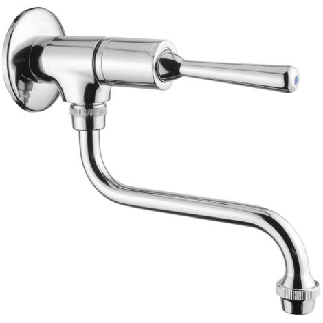Rubinetto lavabo a parete temporizzato con leva antisvitamento Idral Classic 08016A  Cromo