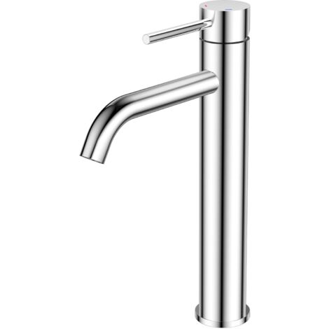 Rubinetto Lavabo Bagno, Miscelatore Alto con Altezza Beccuccio 190 mm, Finitura Cromata e Leva Singola per Bagno e Toilette Ospiti