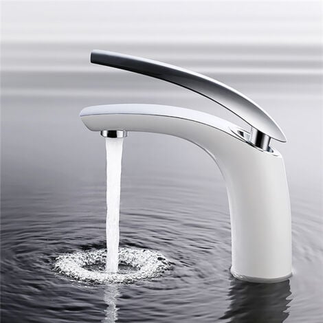 Rubinetto Lavabo bagno monocomando bianco cromo