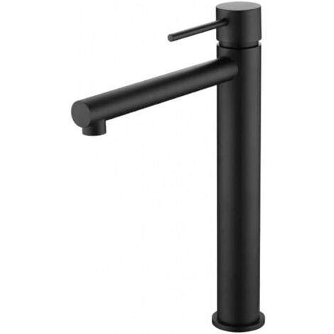 Rubinetto lavabo con bocca alta - Rubinetto da bagno monocomando con bocca alta da piano per lavelli Colore nero opaco