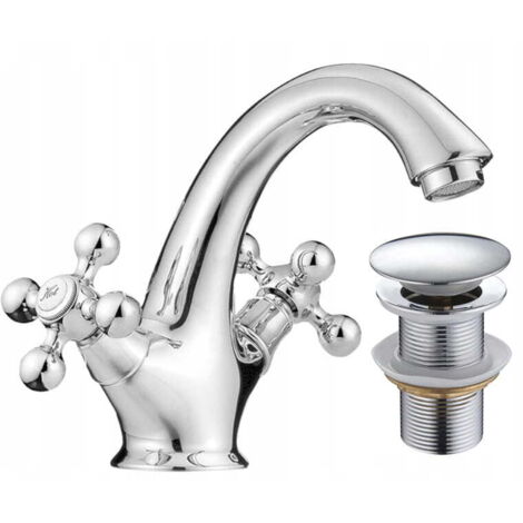 Rubinetto lavabo da appoggio con tappo per lavabo Stilo retrò cromato
