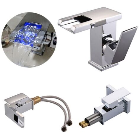 Rubinetto lavabo LED con luce RGB, rubinetto bagno a cascata, lavabo