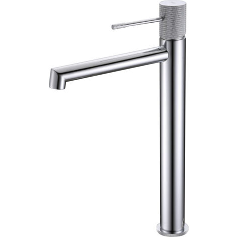 Rubinetto lavabo monocomando con bocca alta, rubinetto bagno alto per acqua calda/fredda, Cromo