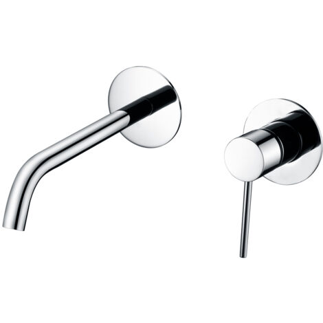 Rubinetto lavabo monocomando da incasso con fissaggio a parete - rubinetteria bagno da incasso per lavelli - Colore Cromo