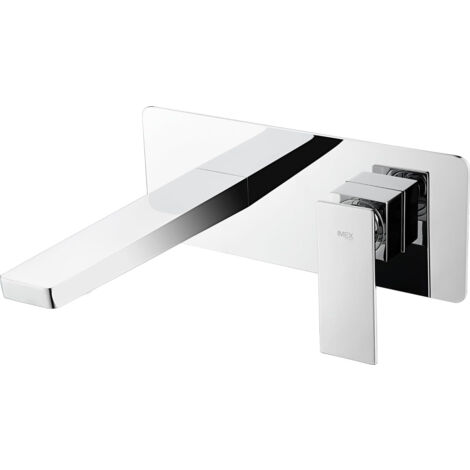 Rubinetto lavabo monocomando da incasso in ottone - Rubinetto da bagno da incasso - Adatto per acqua calda e fredda Argento