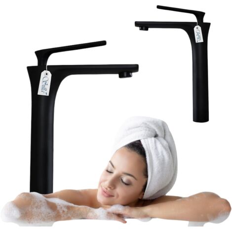 RUBINETTO LAVABO NERO ALTO SEM-1050B