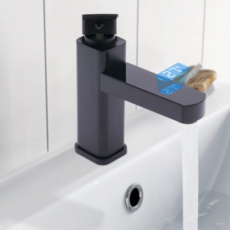 Rubinetto lavabo nero LED, rubinetto bagno, miscelatore monocomando lavabo