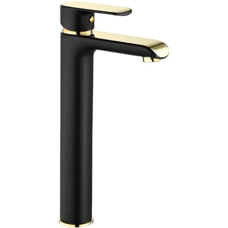 RUBINETTO LAVABO REA BLOOM BLACK GOLD HIGH