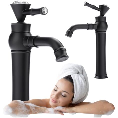 RUBINETTO LAVABO RETRO ALTO S-1138B NERO
