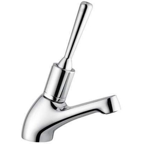 Rubinetto lavabo temporizzato con leva antisvitamento cromo