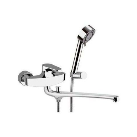 Rubinetto lavabo/vasca class line eco con kit doccia con doccetta minimale a 4 funzioni