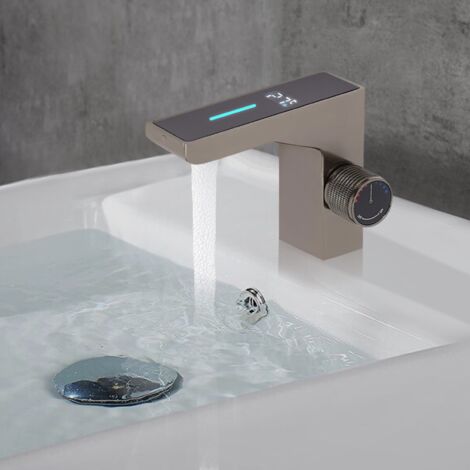 Rubinetto lavandino con indicatore temperatura regolabile altezza 0-80 ℃, rubinetto bagno