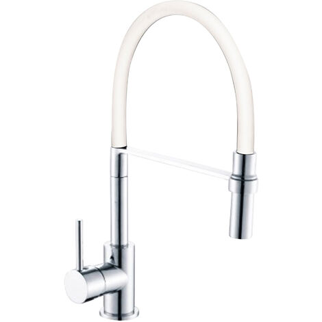 Rubinetto Lavello Bocca Alta colore Cromo e Bianco