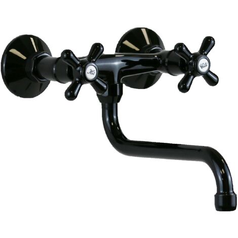 Rubinetto lavello cucina a parete colore nero lucido Gattoni 7550/RE0N  Nero