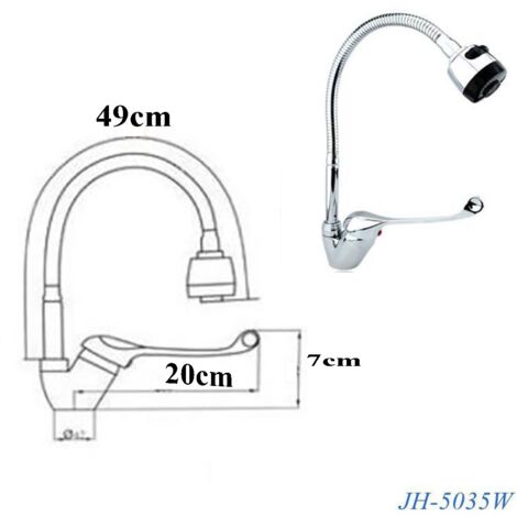 RUBINETTO LAVELLO CUCINA ALTA FLESSIBILE MISCELATORE LAVANDINO CROMATO JH-5035W