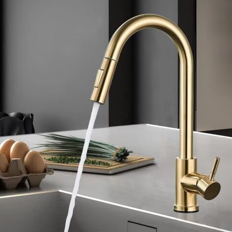 ONYZPILY Rubinetto Lavello Cucina, Miscelatore Cucina con Doccetta Estraibile per Lavelli da Cucina,2 Modalità Rubinetti Cucina in Acciaio Inox con Bocca Alta, Girevole a 360°