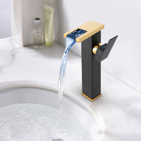 Rubinetto luce LED, rubinetto lavabo, rubinetto cascata, miscelatore alto lavabo bagno