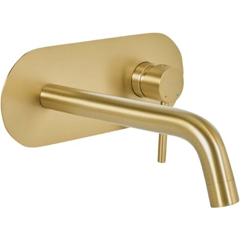 Rubinetto miscelatore a parete monocomando per lavabo in ottone oro Guaiba