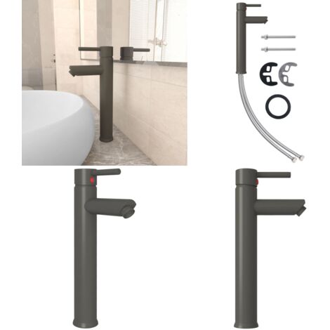 Rubinetto Miscelatore da Bagno Grigio 12x30 cm - Miscelatore da bagno - Rubinetto da bagno grigio