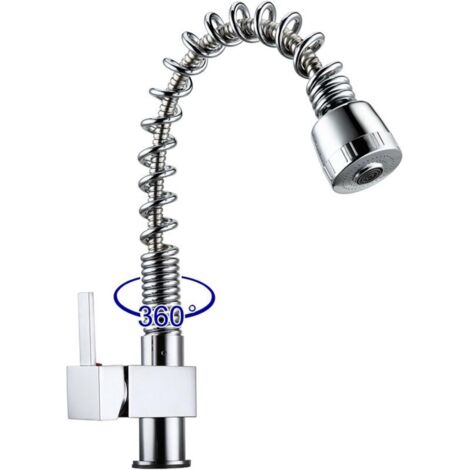 Rubinetto miscelatore da cucina moderno con doccetta estraibile, miscelatore monocomando per lavello, bocca girevole.