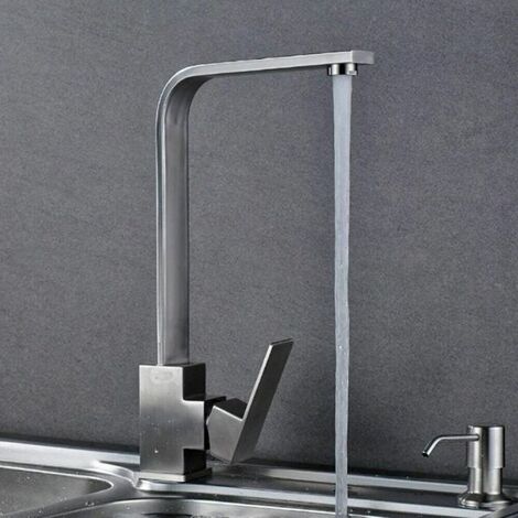 Rubinetto miscelatore in acciaio inox satinato canna alta lavello cucina 52690