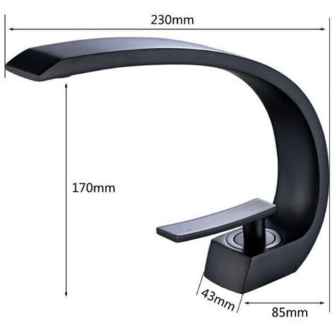 Rubinetto miscelatore moderno per lavabo, a risparmio idrico, con effetto cascata, rubinetto per lavabo da bagno creativo, nero