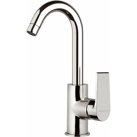 Rubinetto Miscelatore Monocomando Alto Girevole Lavabo in Ottone Mariani Artic Cromato