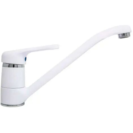 Rubinetto miscelatore monocomando bianco per lavello con canna bassa snodata serie nettuno 3/8" PAFFONI