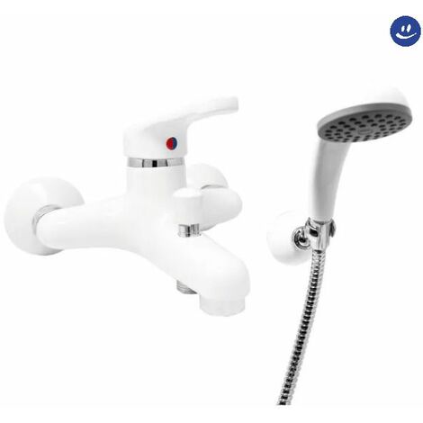 RUBINETTO MISCELATORE MONOCOMANDO BIANCO PER VASCA ESTERNO CON DOCCIA SERIE NETTUNO C/ATTACCO DUPLEX E FLESSIBILE MT 1,5 PAFFONI