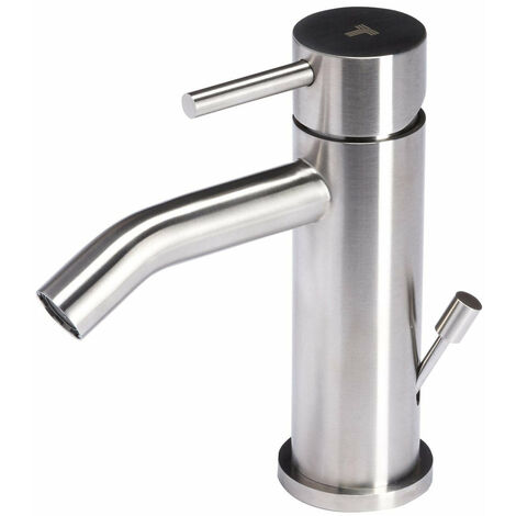 Rubinetto Miscelatore Monocomando Bidet con Scarico in Acciaio Inox Satinato Nilo