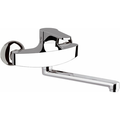 Rubinetto Miscelatore Monocomando Girevole Lavello a Parete in Ottone Mariani Surf Cromato
