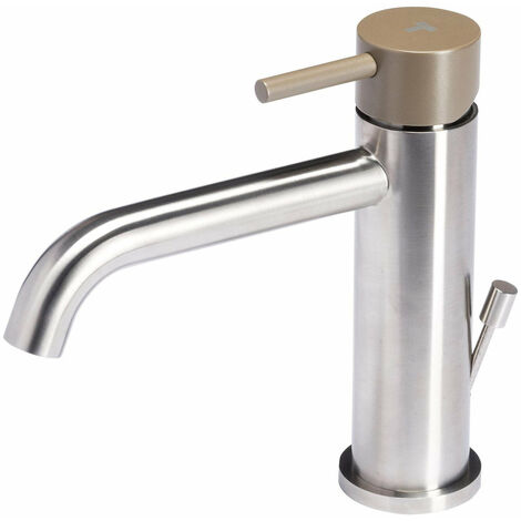 Rubinetto Miscelatore Monocomando Lavabo con Scarico in Acciaio Inox Maniglia Deserto