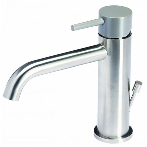 Rubinetto Miscelatore Monocomando Lavabo con Scarico in Acciaio Inox Maniglia Roccia