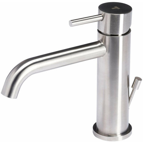 Rubinetto Miscelatore Monocomando Lavabo con Scarico in Acciaio Inox Satinato Nilo